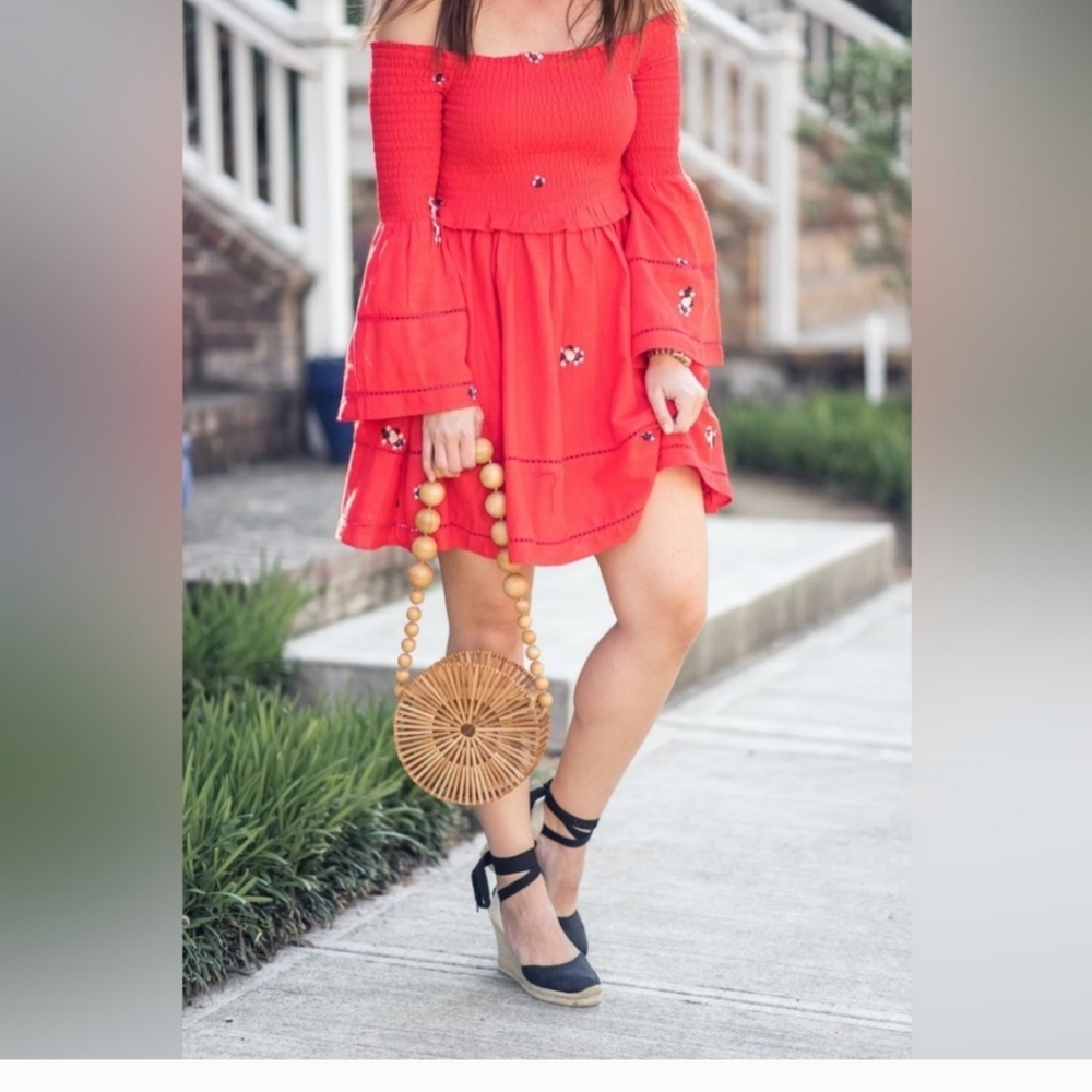COPY - Free People Size Small Off the shoulder dress 👗 Sexy Red!